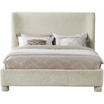 Meridian Queen Penny Cream Chenille Upholstered Bed