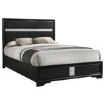 Miranda Black Upholstered Panel Bed 206360