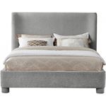 Meridian Queen Penny Grey Chenille Upholstered Bed