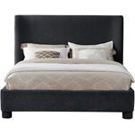 Meridian Queen Penny Black Chenille Upholstered Bed