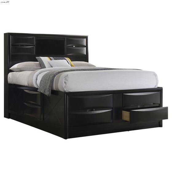 Briana Black Wood Storage Bookcase Bed 202701