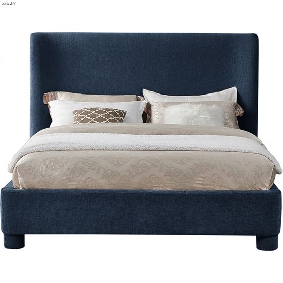 Meridian Queen Penny Navy Chenille Upholstered Bed