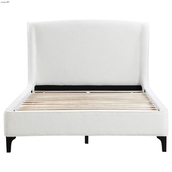 Mosby White Upholstered Curved Headboard Platform Bed 306020