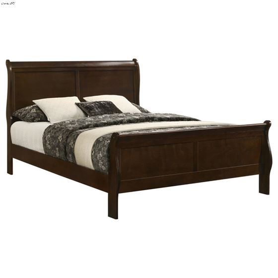 Louis Philippe Cappuccino Wood Sleigh Bed 202411