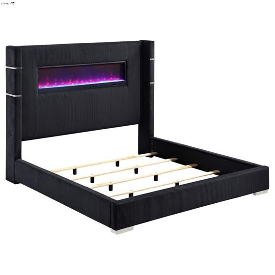 Tisdall Black Upholstered Fireplace Bed 306031