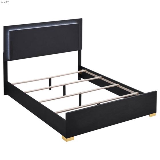 Marceline Black Wood LED Panel Bed 222831