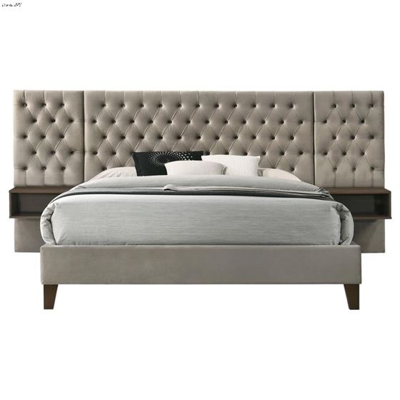 Marley Tufted Platform Bed with Headboard Panels 300833