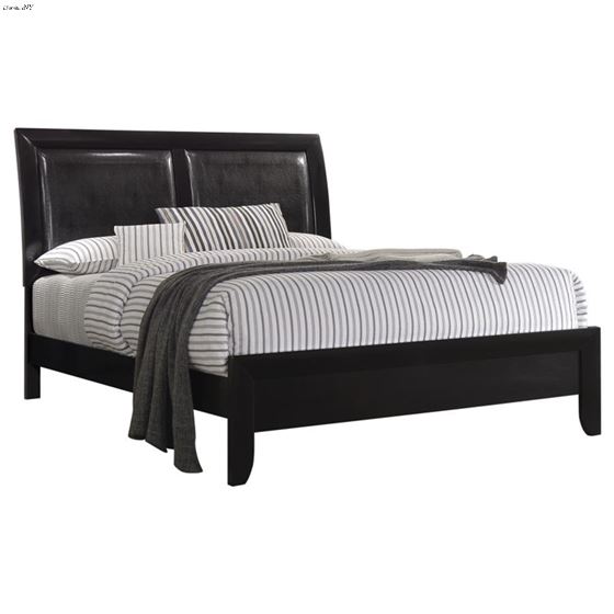 Briana Black Wood Panel Bed 200701