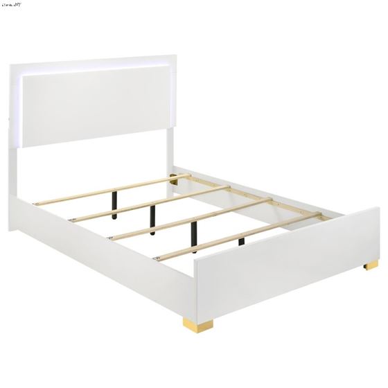 Marceline White Wood LED Panel Bed 222931