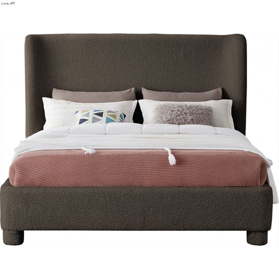 Meridian Queen Penny Brown Boucle Upholstered Bed