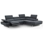 Annalaise Blue Grey Italian Leather Sectional w/ Recliner By JM Furniture