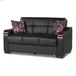 Uptown Black Leatherette Loveseat by Casamode