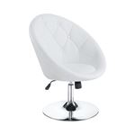 Round Tufted Swivel Chair White And Chrome 102583 By Coaster