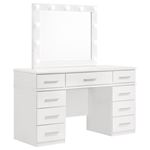 Felicity White 9 Drawer Vanity Desk with Lighted Mirror 203507 By Coaster
