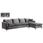 Naomi Grey Velvet Upholstered Reversible Sectional