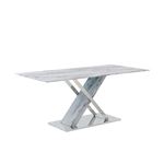 Modern 71 inch White and Grey Faux Marble Dining Table D1274DT