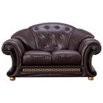 Apolo Tufted Brown Leather Love Seat By ESF Furniture