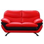 Jonus Modern Red and Black Leather Loveseat By BH Designs