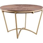 Eleanor 46 Inch Round Dining Table with Walnut Top and Gold Base By Meridian Furniture