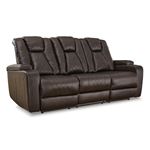 Mancin Chocolate Reclining Sofa with Drop Down Table 29703 By Ashley Signature Design