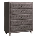 Deanna Grey Velvet 5 Drawer Chest 205105 By Coaster