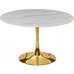 Tulip 48 Inch Round Faux Marble Dining Table - Gold Base By Meridian Furniture