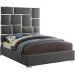 Milan Grey Queen Faux Leather Upholstered Bed By Meridian Furniture