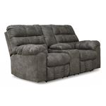 Derwin Concrete Fabric Reclining Loveseat with Console By Ashley Signature Design