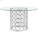 Opal Chrome Stainless Steel and Round Glass Dining Table