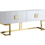 Beth White Lacquer Buffet/Console Table - Gold Bas