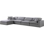 Serene 5pc A Grey Linen Deluxe Cloud Modular Reversible Sectional By Meridian Furniture