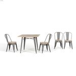 Modern Grey Metal and Wood Dining Chair-3