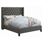 Bancroft Grey Linen Tufted Wing Upholstered King Bed 301405KE By Coaster