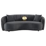 Brookside Dark Grey Velvet Curved Sofa 504844-3