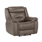 Kennett Taupe Leather Power Reclining Chair 9528BRG-1PWH By Homelegance