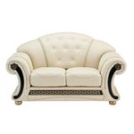 Apolo Tufted Ivory Leather Love Seat By ESF Furniture
