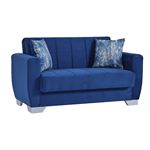 Barato Blue Upholstered Convertible Loveseat wi-2