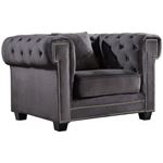 Bowery Grey Velvet Tufted Chair Bowery_Chair_Grey by Meridian Furniture