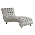 Grey Velvet Tufted Chaise With Nailhead Trim 905468 By Coaster