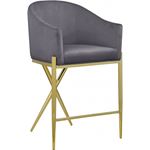 Xavier Grey Velvet and Gold Counter Stool By Meridian Furniture