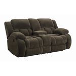 Weissman Chocolate Plush Pillow Top Arm Reclining Loveseat with Console 601925 By Coaster