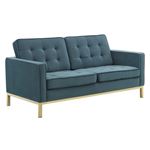 Loft Modern Teal Velvet and Gold Legs Tufted Love Seat EEI-3390-GLD-TEA by Modway