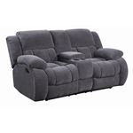 Weissman Charcoal Plush Pillow Top Arm Reclining Loveseat with Console 601922 By Coaster