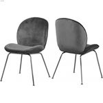 Paris Grey Upholstered Velvet Dining Chair - Chrom