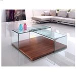 Kinetic Walnut Veneer/Clear Glass Coffee Table b-3