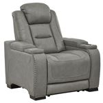 The Man-Den Grey Leather Power Recliner Chair U8530513 By Ashley Signature Design
