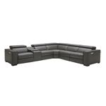 Picasso 6pc Dark Grey Leather Power Reclining Sectional