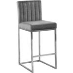 Giselle Grey Velvet Counter Stool - Chrome - 3