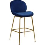 Paris Navy Velvet Bar/Counter Stool - Gold - 3