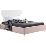 Ghost Acrylic and Pink Velvet Upholstered Bed By Meridian Furniture